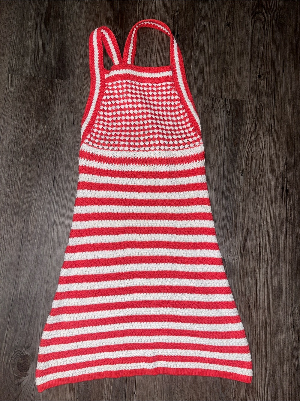 URBAN OUTFITTERS Red and White Striped Knit Sundress